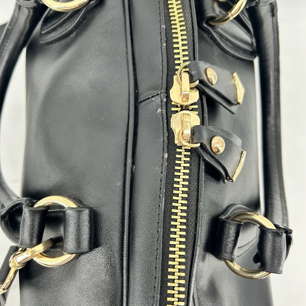 CUORE & PELLE Celeste Leather Dr. Style Satchel Black & Gold - Picture 7 of 15